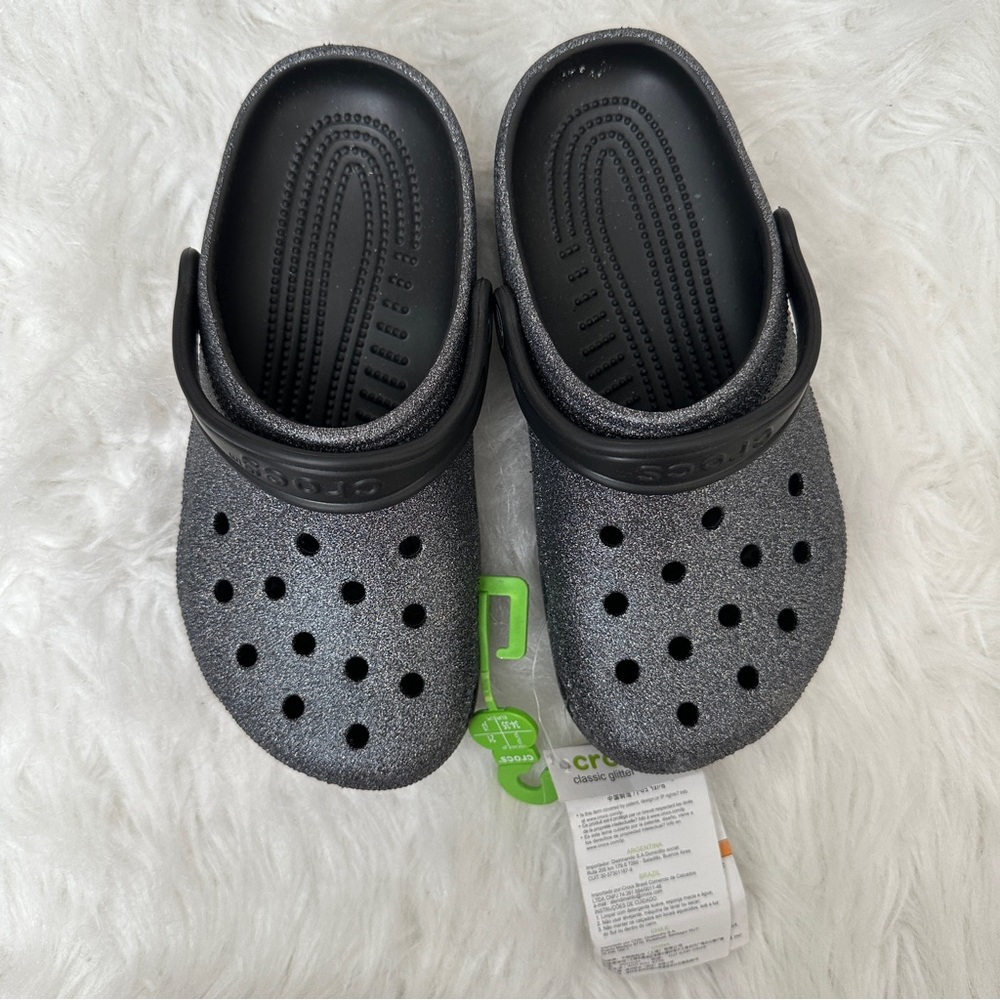 CROCS Kids Glitter Clogs - Silver